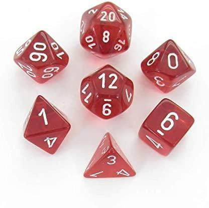 Chessex Polyhedral 7-Dice Set - Translucent Red/White