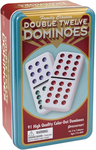 Double Twelve Dominoes with Coloured Pips