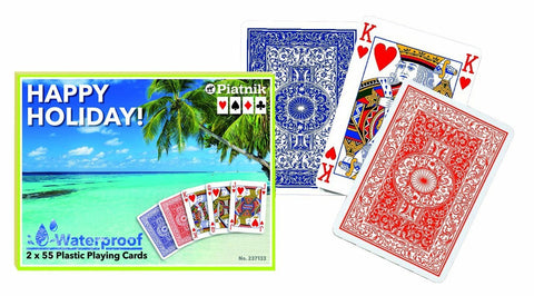 Happy Holiday! 100% Plastic 2x55 Playing Card Set