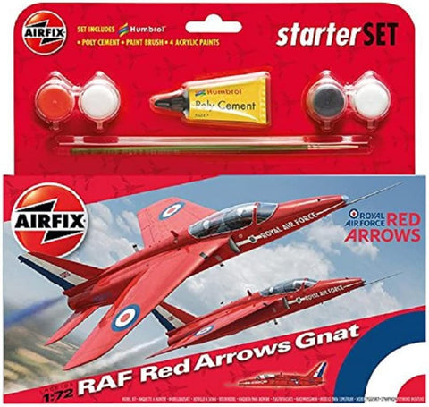 Airfix Starter Set: RAF Red Arrows Gnat - 1:72 Plastic Model Kit