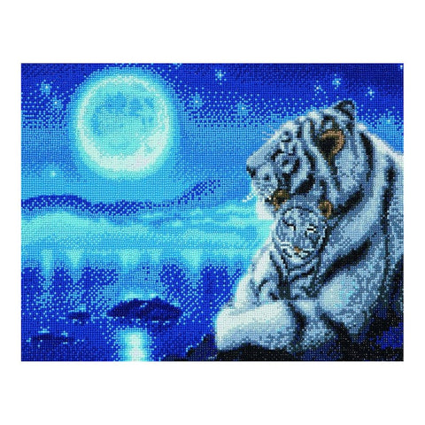 Lullaby White Tigers - Large Crystal Art Kit