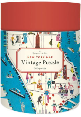 Vintage Puzzle: New York Map 500pc Puzzle