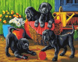 Black Labrador Pups - Large Crystal Art Kit
