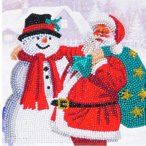 Santa and Snowman - Crystal Art Card Kit