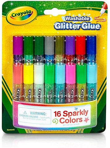 16 Washable Glitter Glue Tubes